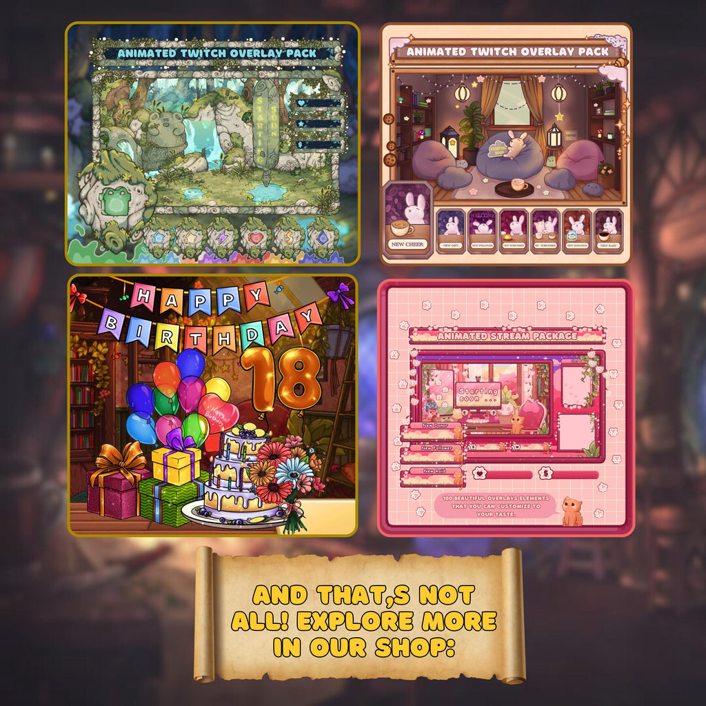 Animated Stream Alerts Pack in Medieval Fantasy Tavern Theme