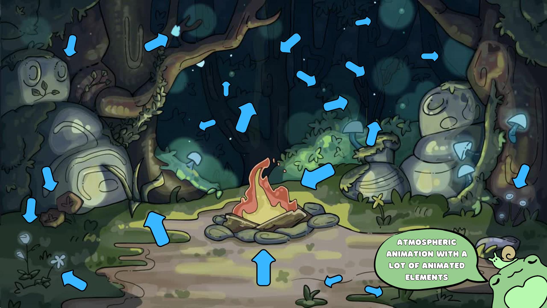 Animated background - campfire in the enchanted forest | For VTubers & Streamers