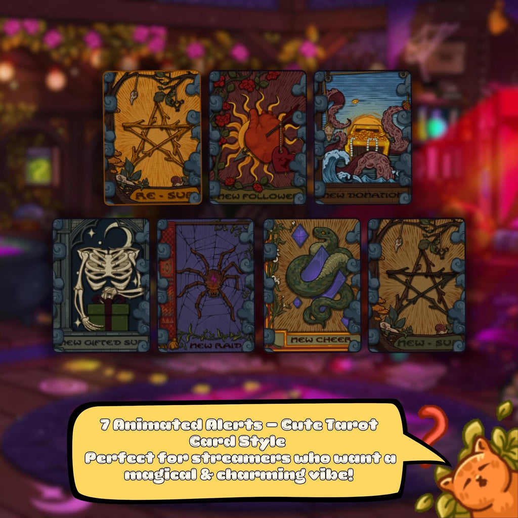 Animated Stream Alerts Pack in Magical Tarot Cards