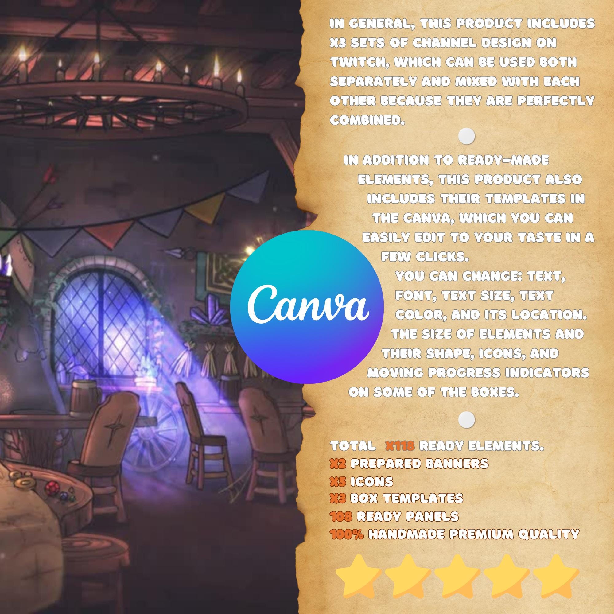 Twitch Panels Pack - Medieval Fantasy Tavern Theme