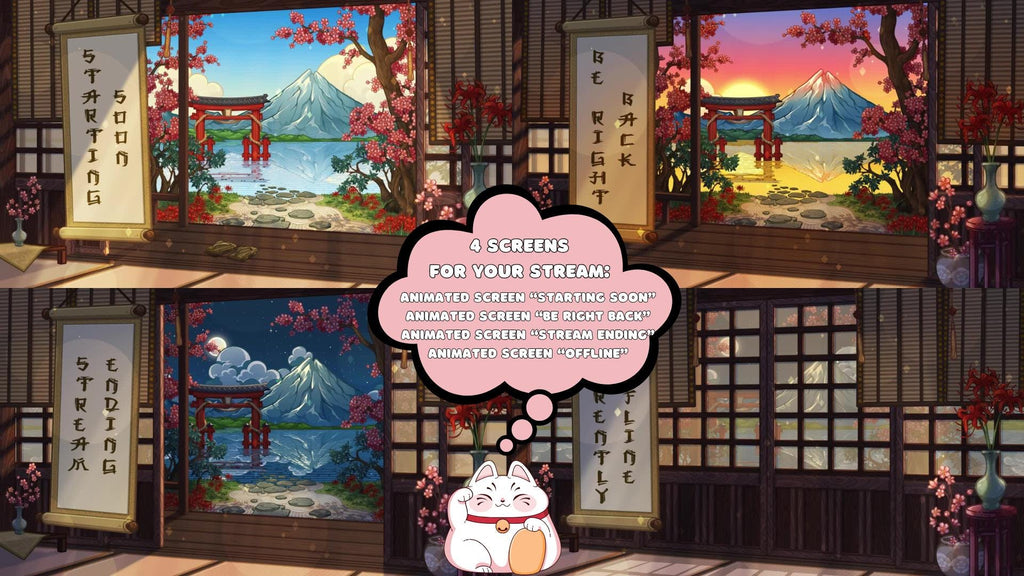Animated Stream Screens in Japanese Theme
