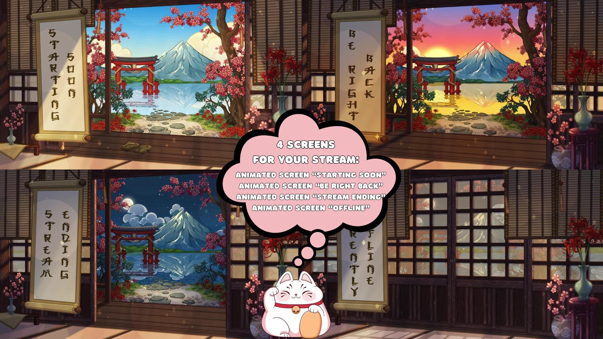 Animated Stream Screens in Japanese Theme