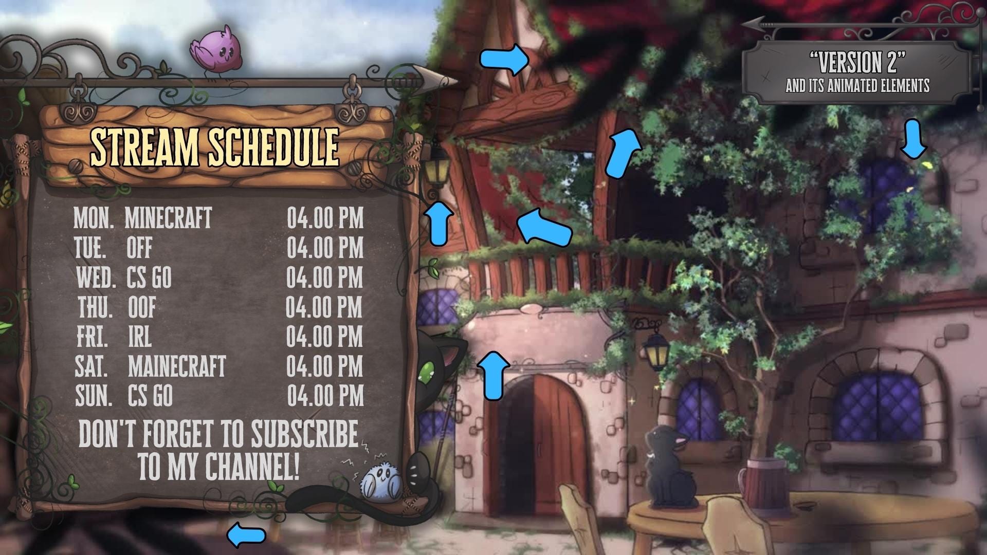 Animated Stream Schedule in Fantasy Tavern Theme, Customizable Templates
