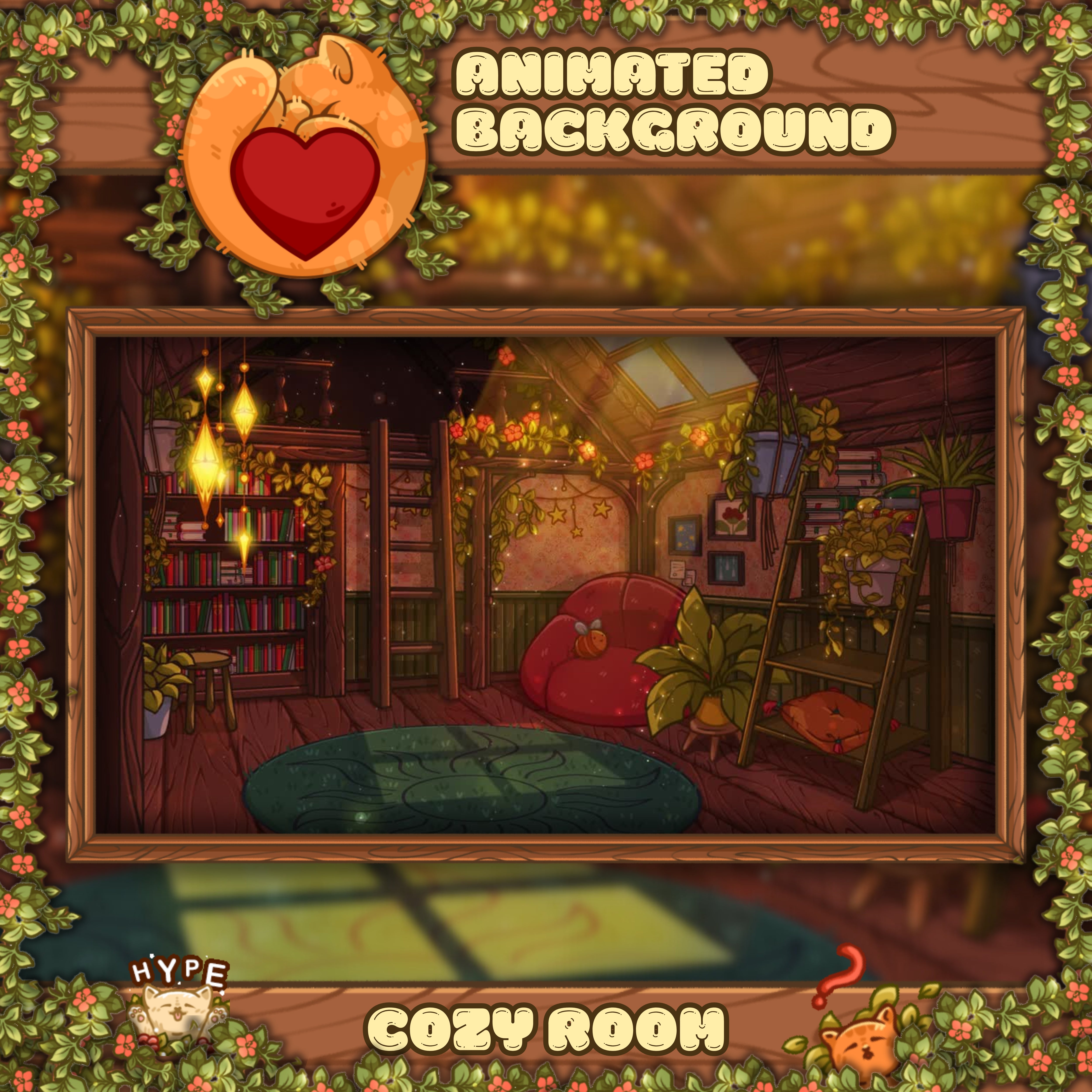 Animated background - Cozy Room | For VTubers & Streamers