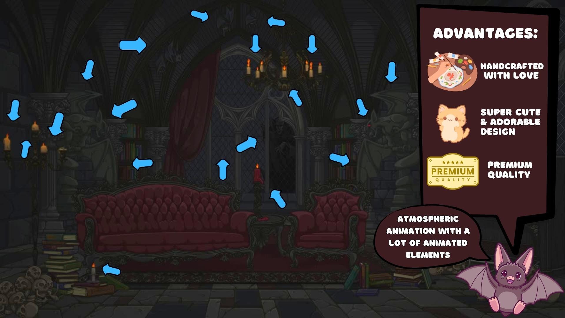 Animated background - Gothic Vampire Room | For VTubers & Streamers