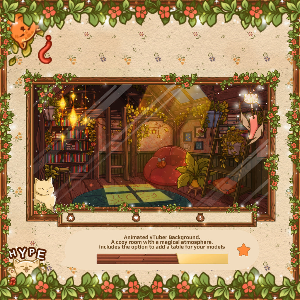 Animated Stream Overlay Pro Package: Cozy Cats