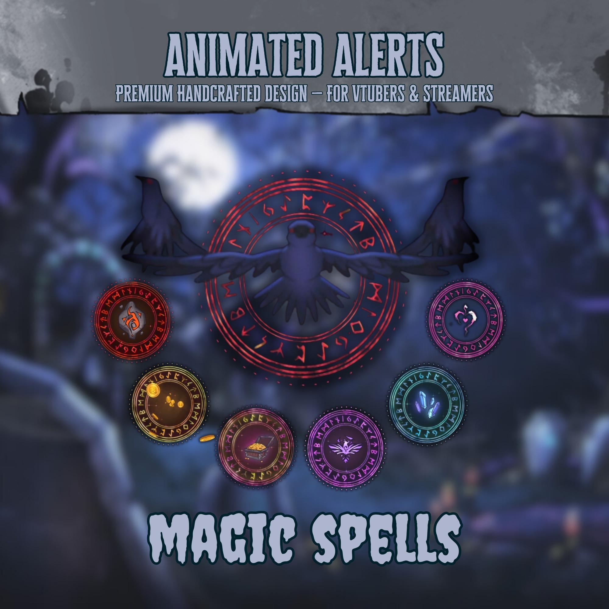 Magic Spells Stream Alerts – Dark Gothic Magical Twitch Alerts Pack