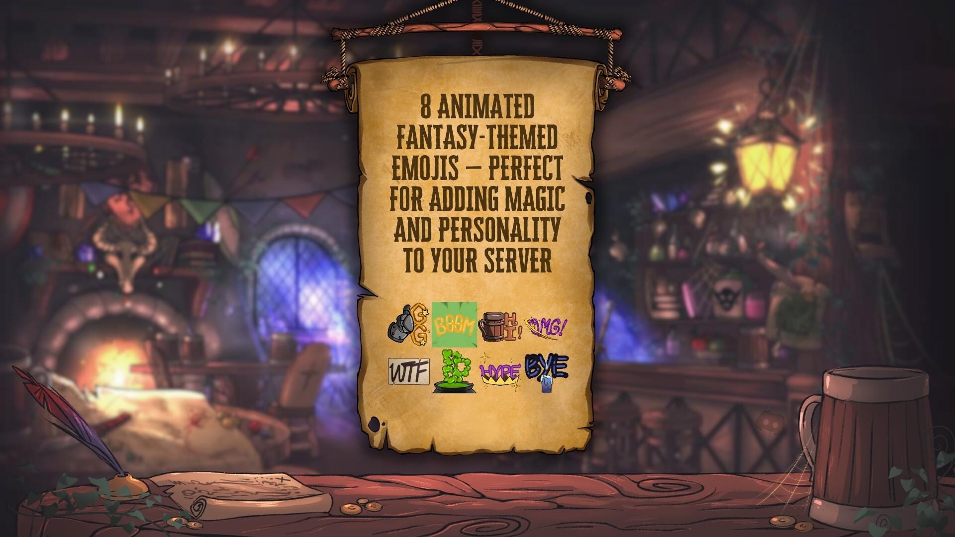 Fantasy Tavern Discord Pack | Pre-Made RPG & DnD Decoration | Discord Emotes | Discord Banner | Discord Panels