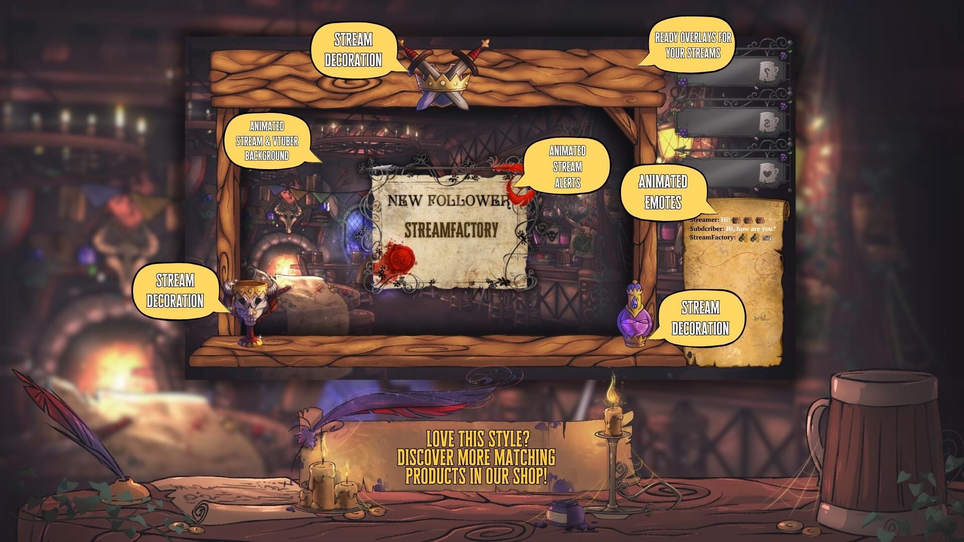 Animated Stream Schedule in Fantasy Tavern Theme, Customizable Templates