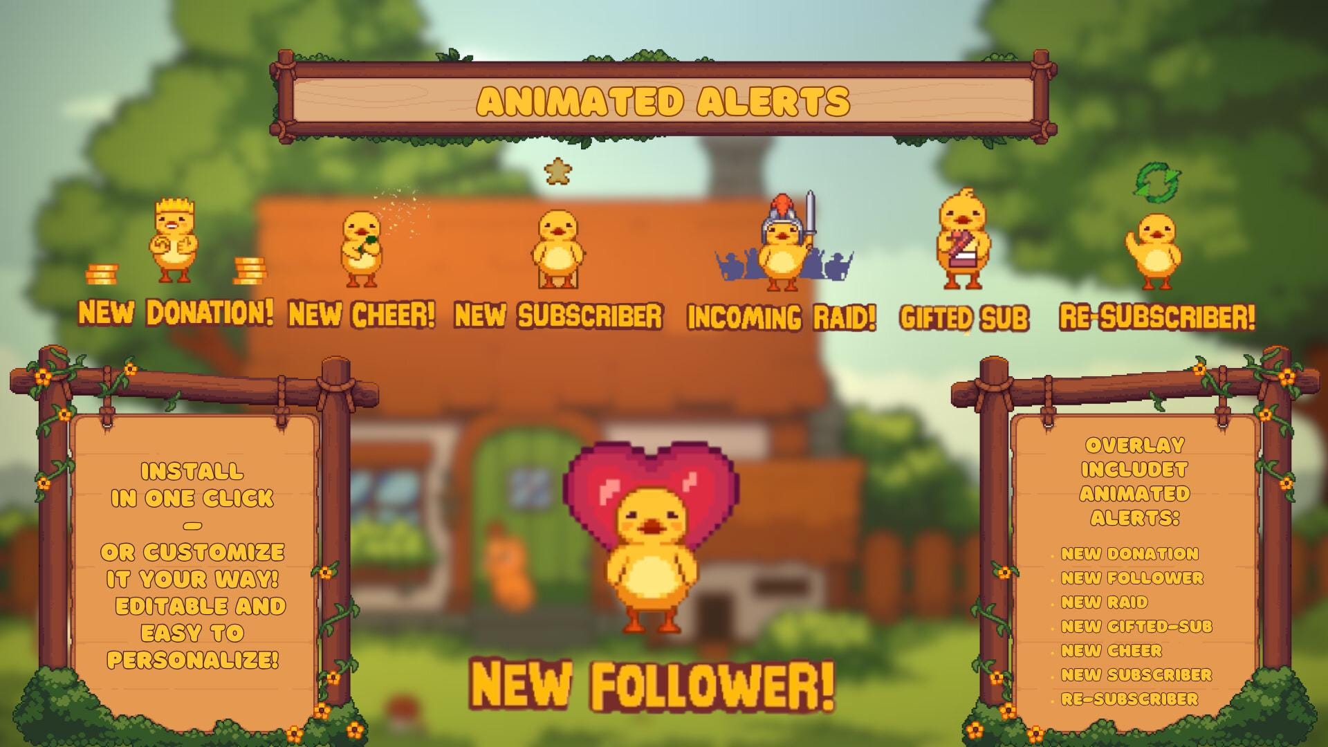 Animated Stream Overlay Boost Pack: Pixel Farm