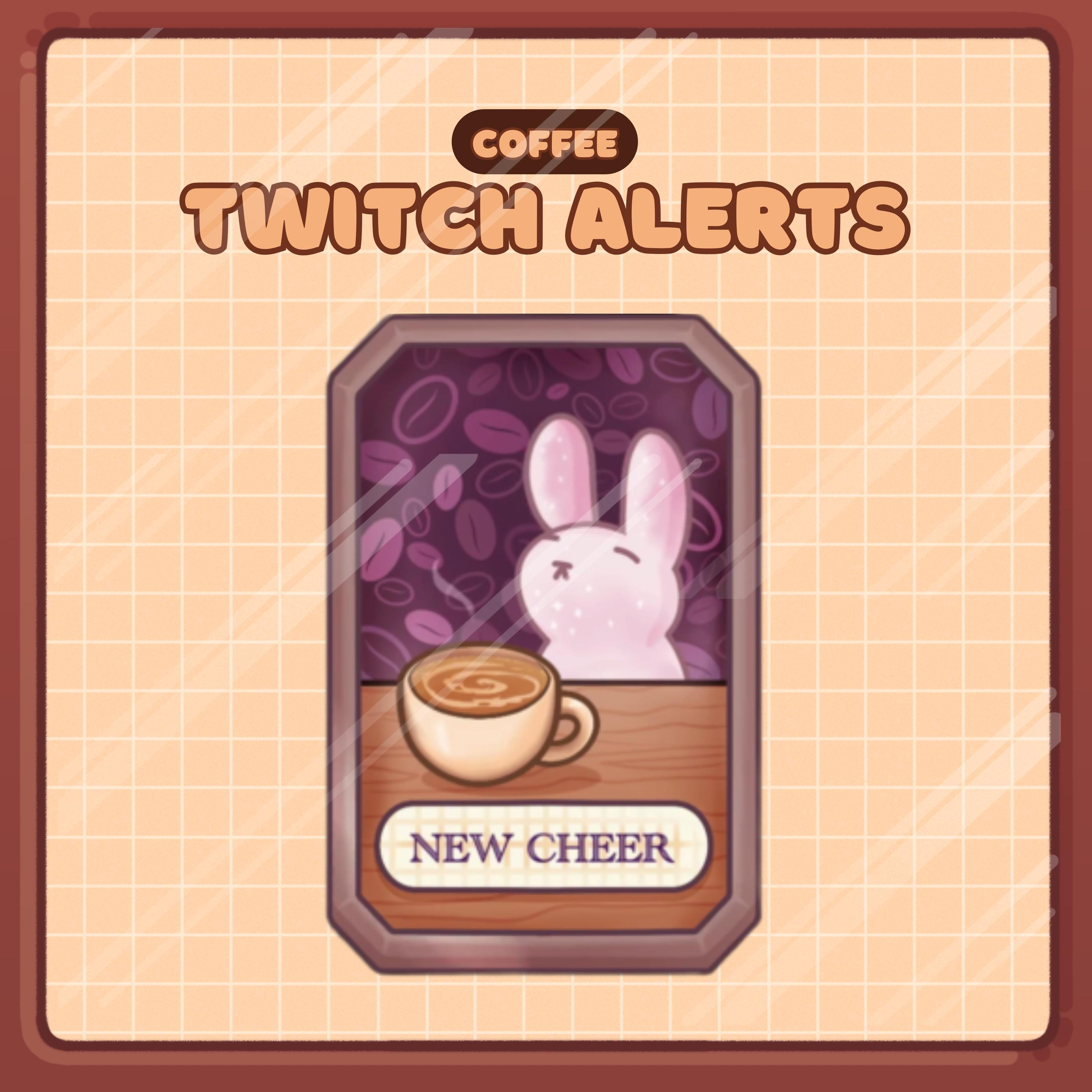 Animated Stream Alerts Pack in Coffee Bunny Theme