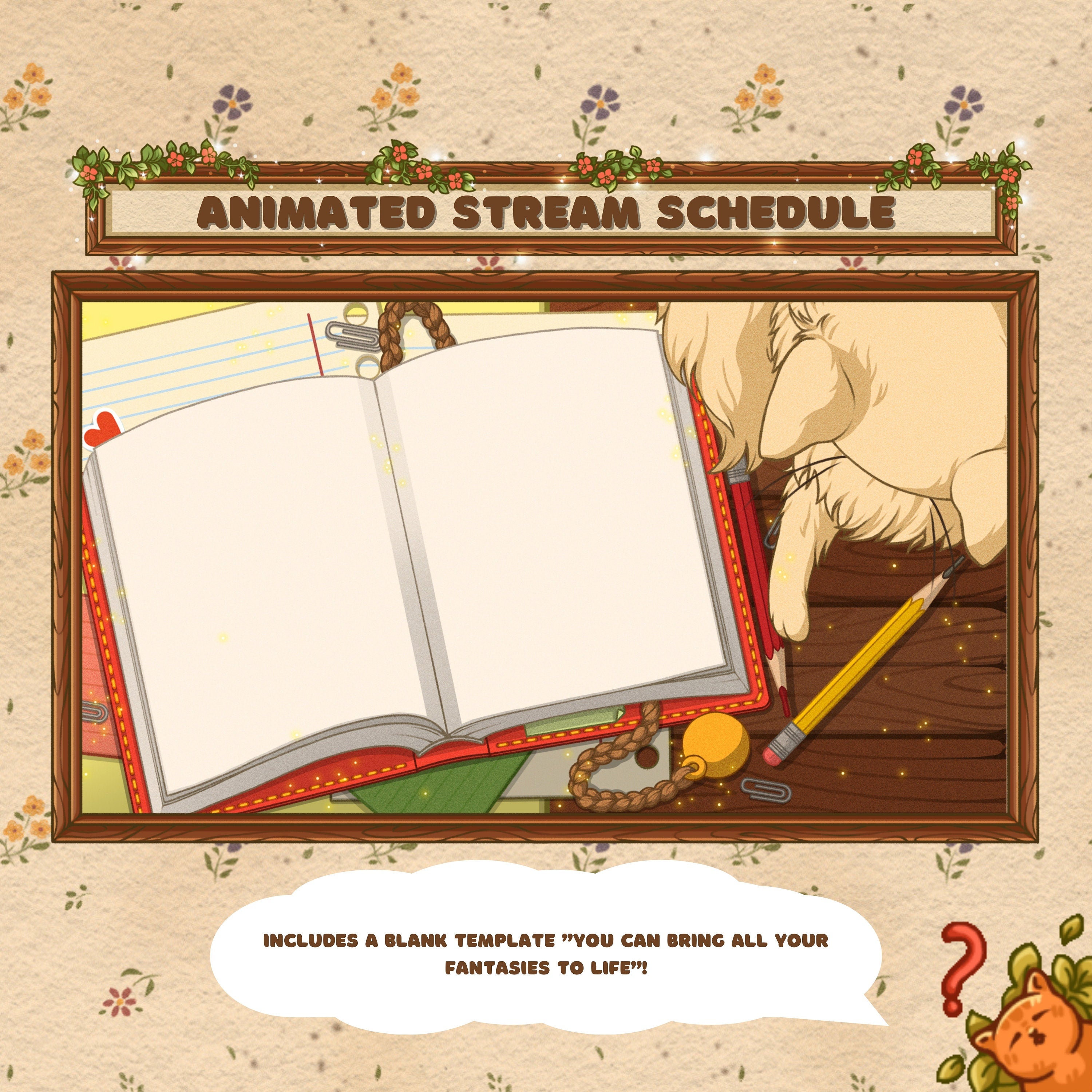 Animated Stream Schedule in Cozy Cats Theme, Customizable Templates