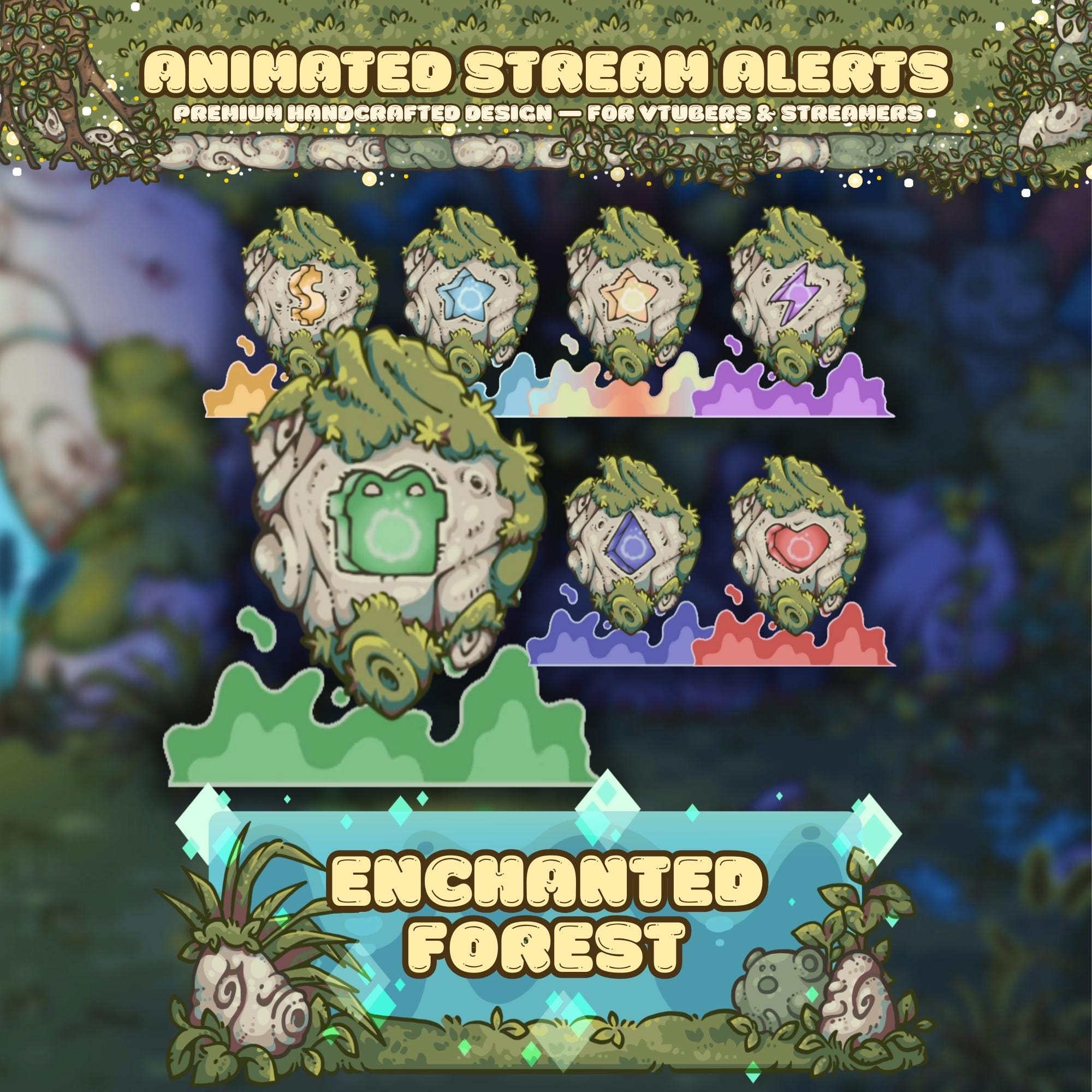 Animated Stream Alerts Pack in Magic Runes Theme