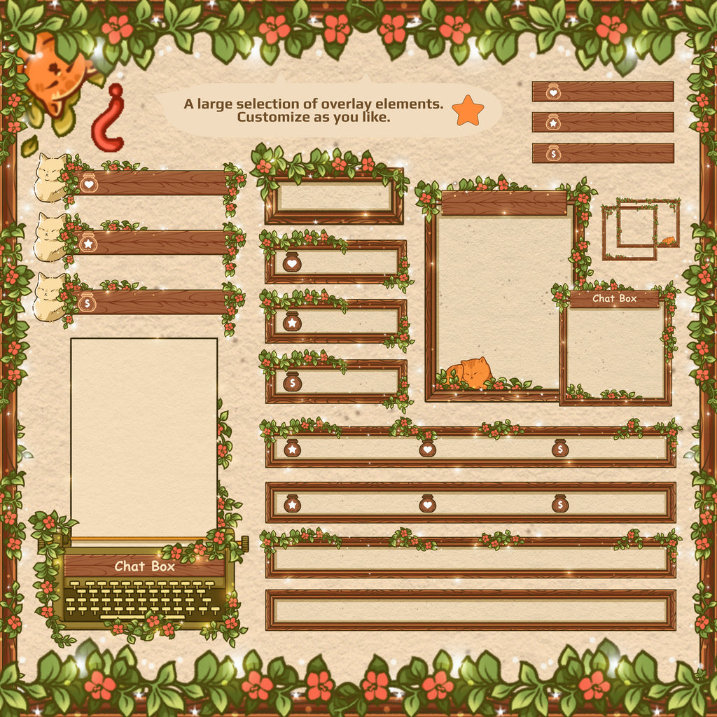Animated Stream Overlay Pro Package: Cozy Cats