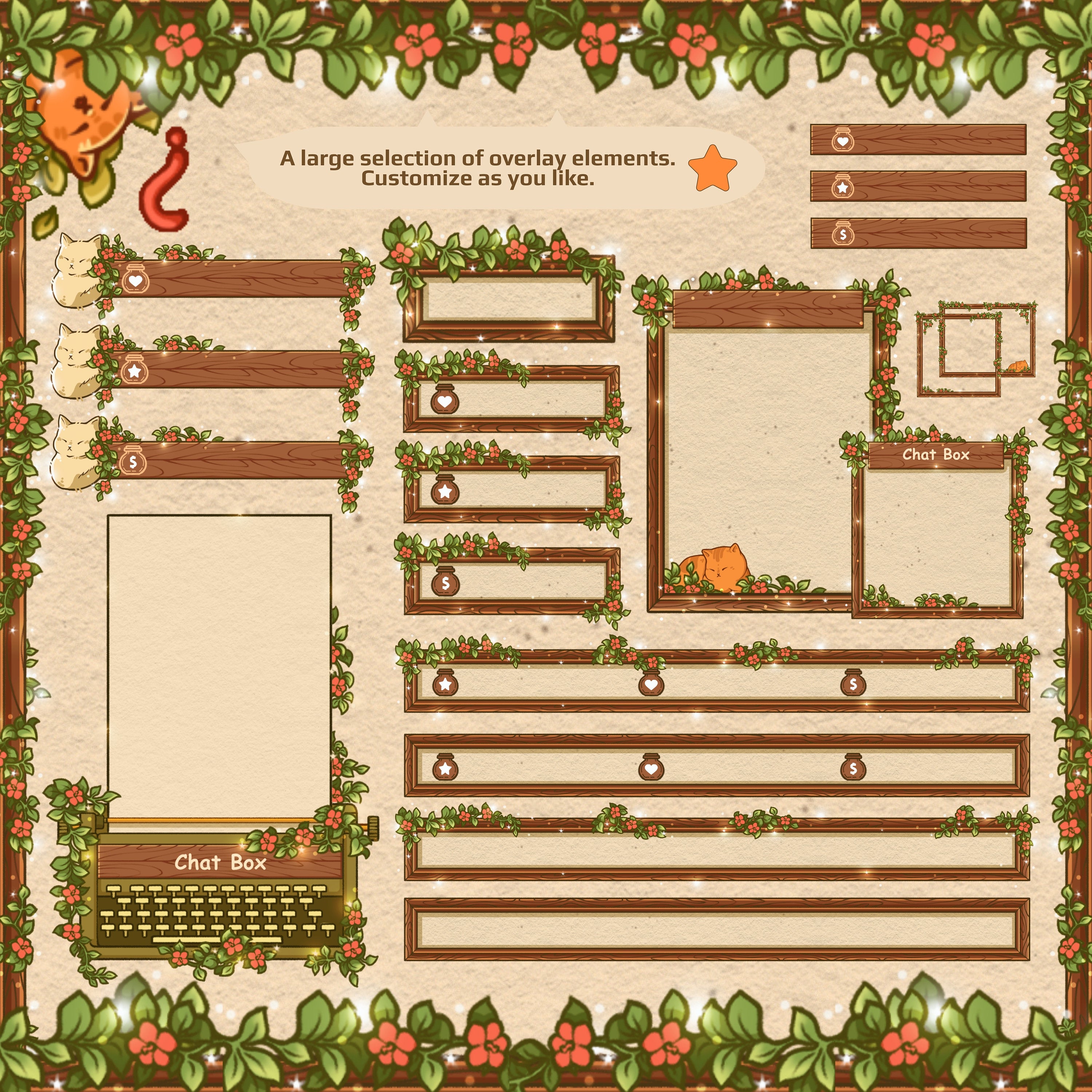 Animated Stream Overlay Pro Package: Cozy Cats