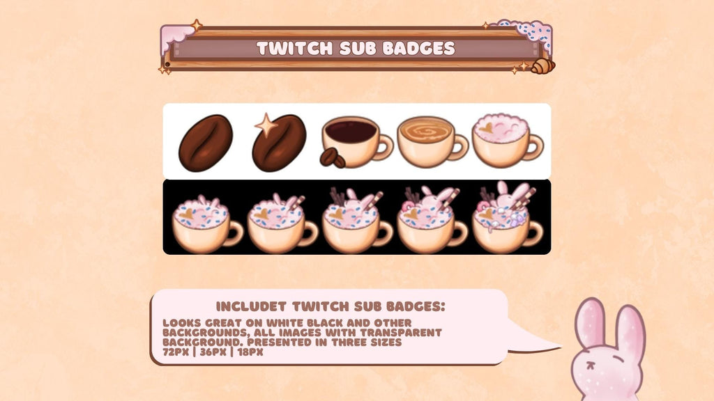 Animated Stream Overlay Boost Pack: Coffee Bunny Theme