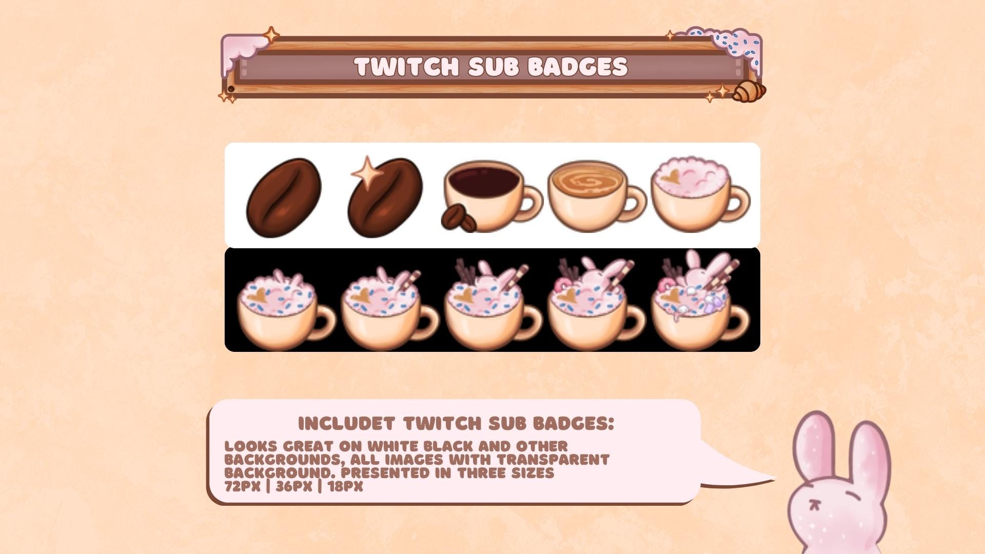 Animated Stream Overlay Boost Pack: Coffee Bunny Theme