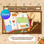 Animated Stream Schedule in Cozy Cats Theme, Customizable Templates