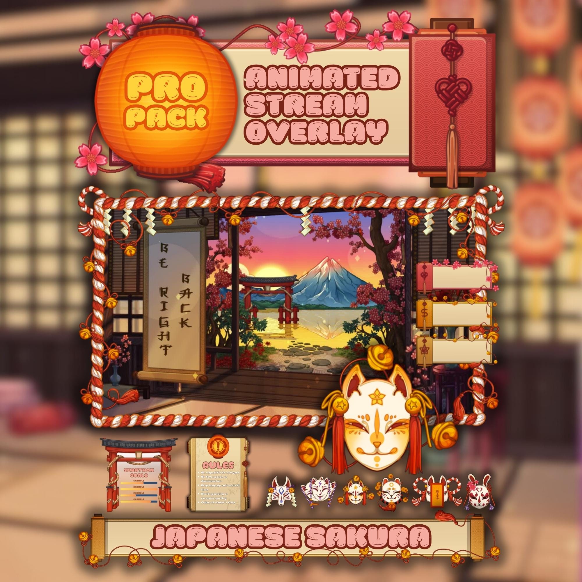 Animated Stream Overlay Boost Pack - Japanese Pink Sakura