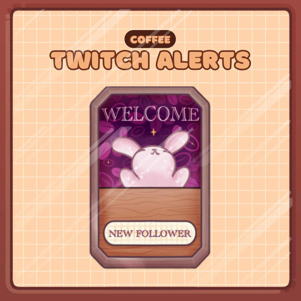 Animated Stream Alerts Pack in Coffee Bunny Theme