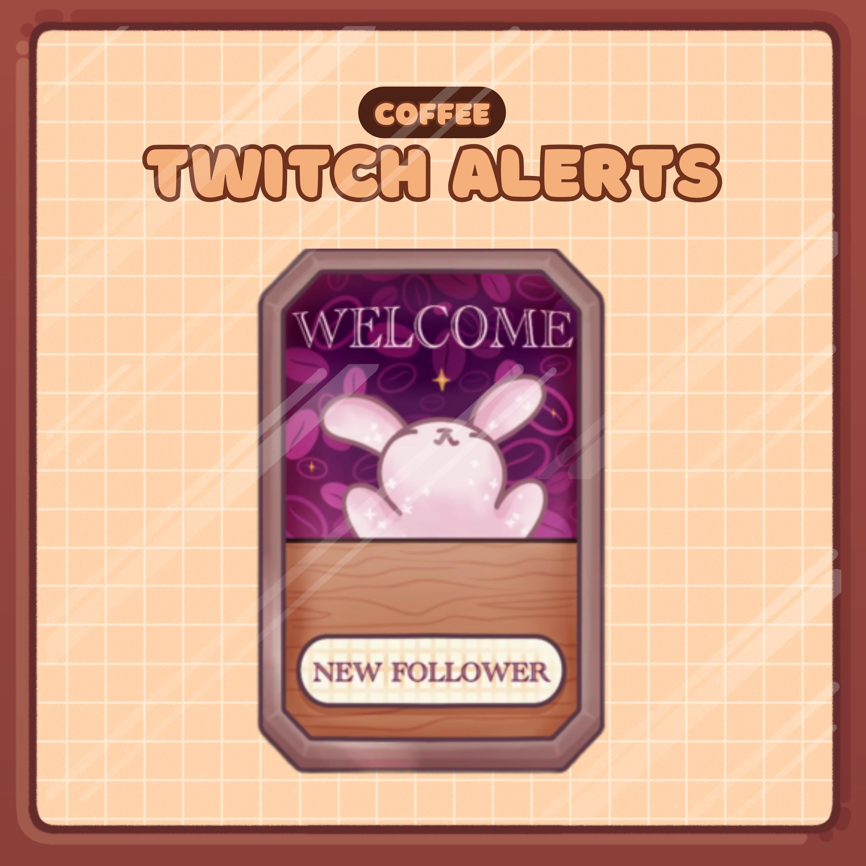 Animated Stream Alerts Pack in Coffee Bunny Theme