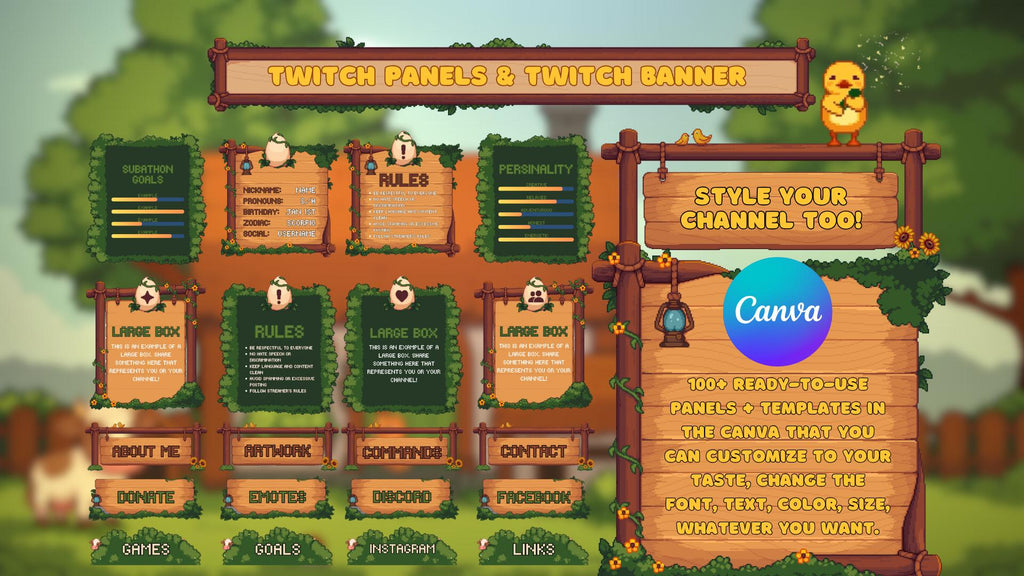 Animated Stream Overlay Boost Pack: Pixel Farm