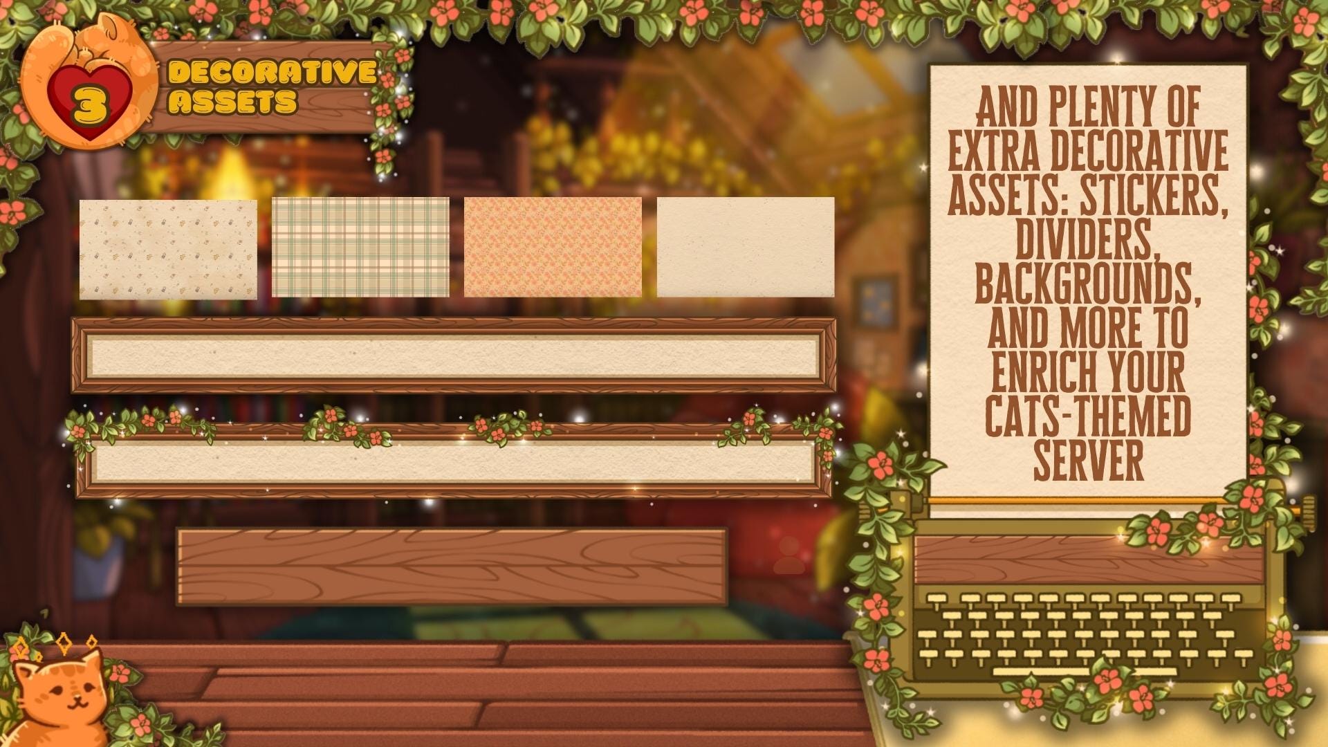 Discord Pack in Cozy Cats Theme: Animated Emotes, Banners, Dividers