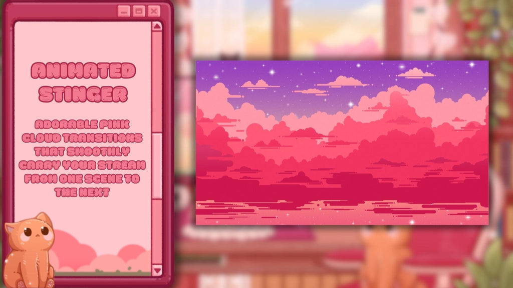 Animated Stream Overlay Boost Pack - Cozy Pink Lofi Theme