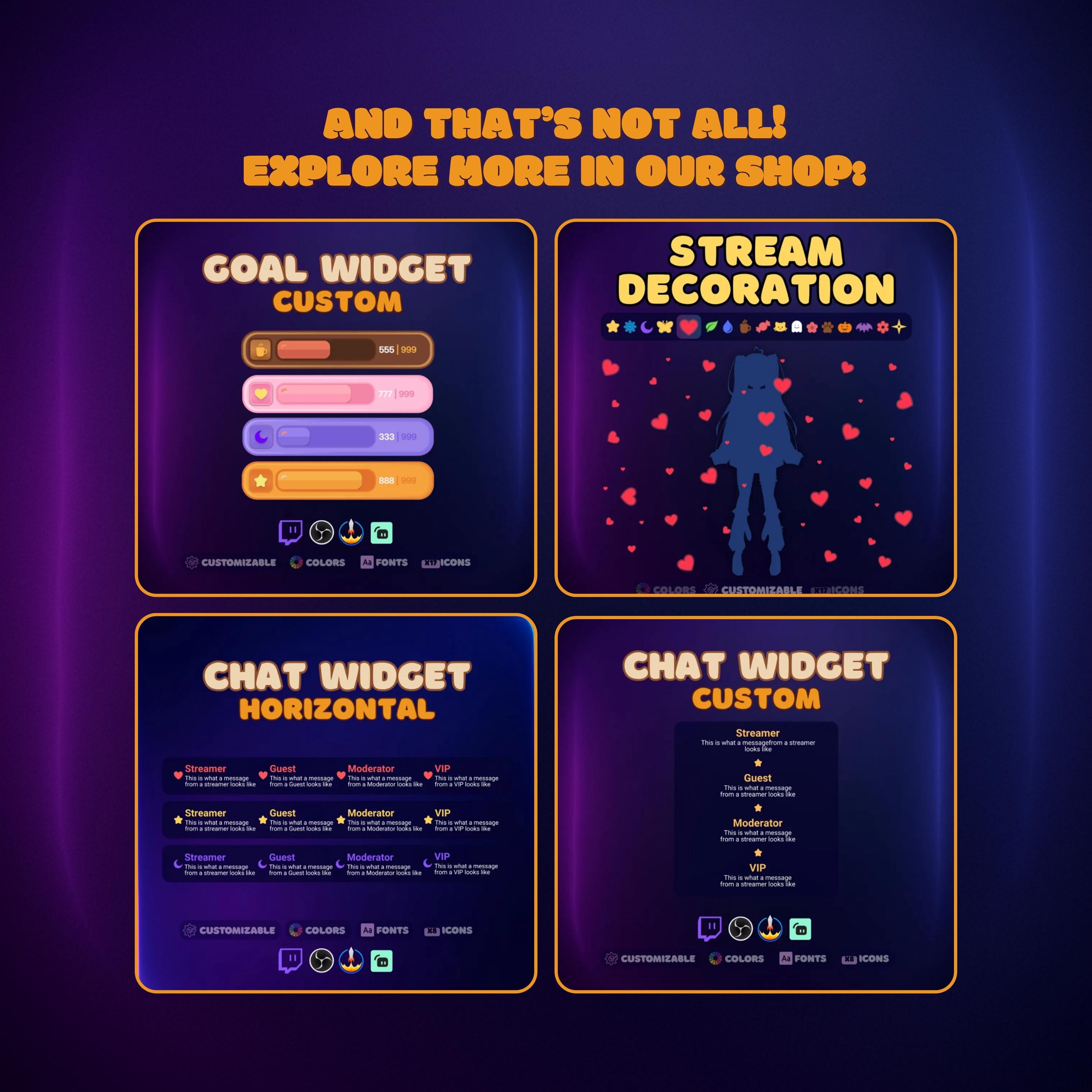 Webcam Overlay Widget 3-in-1: Frame + Goal Tracker + Twitch Alerts