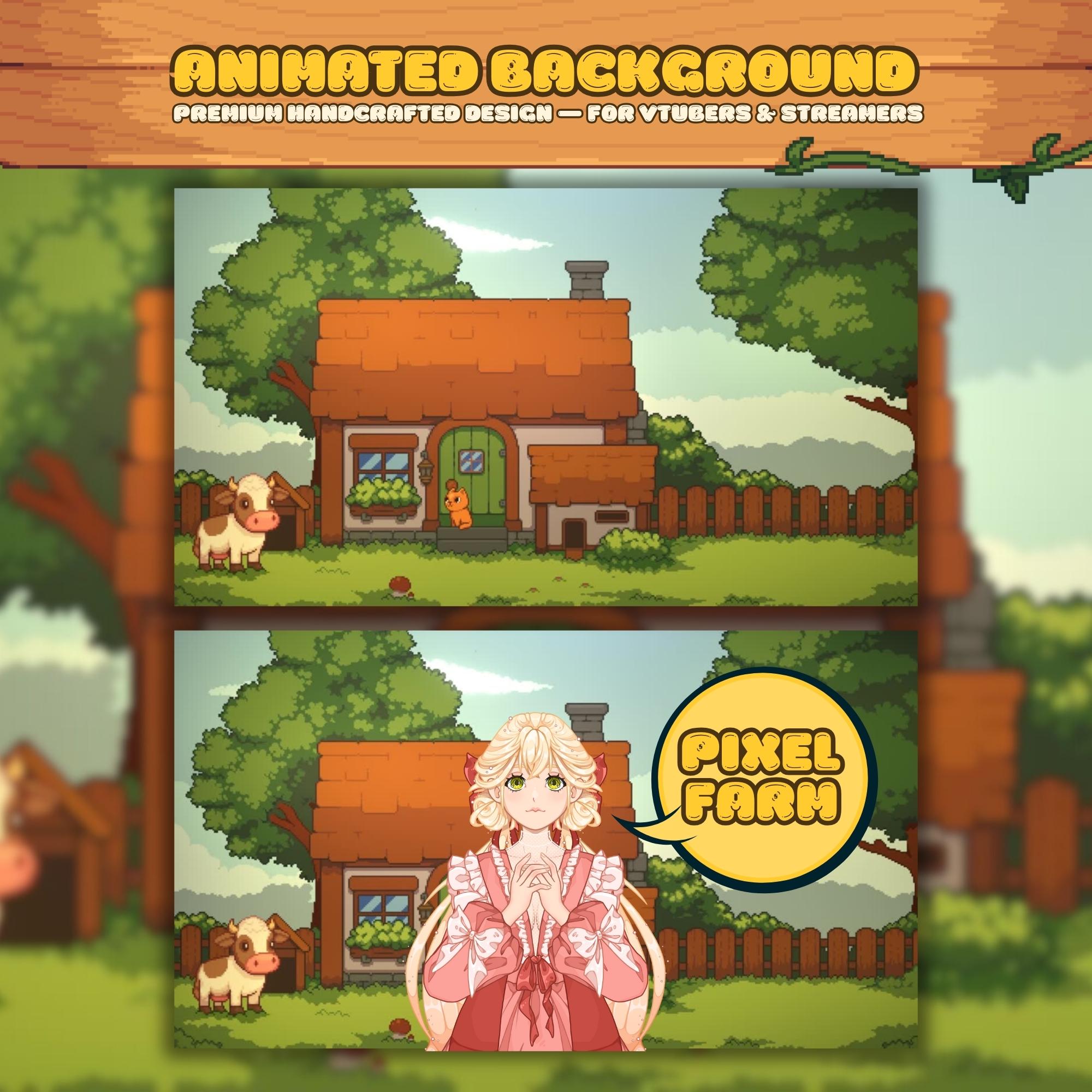 Animated background - Cozy Pixel Farm, For VTubers & Streamers