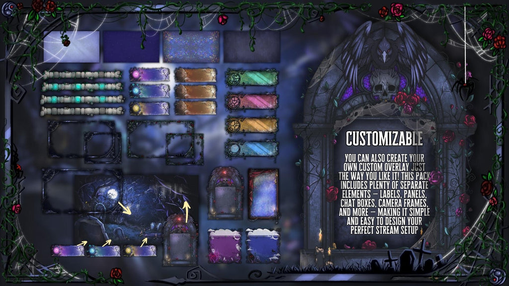 Dark Gothic Cemetery Animated Stream Overlay Pack | Twitch & VTuber | OBS Overlay