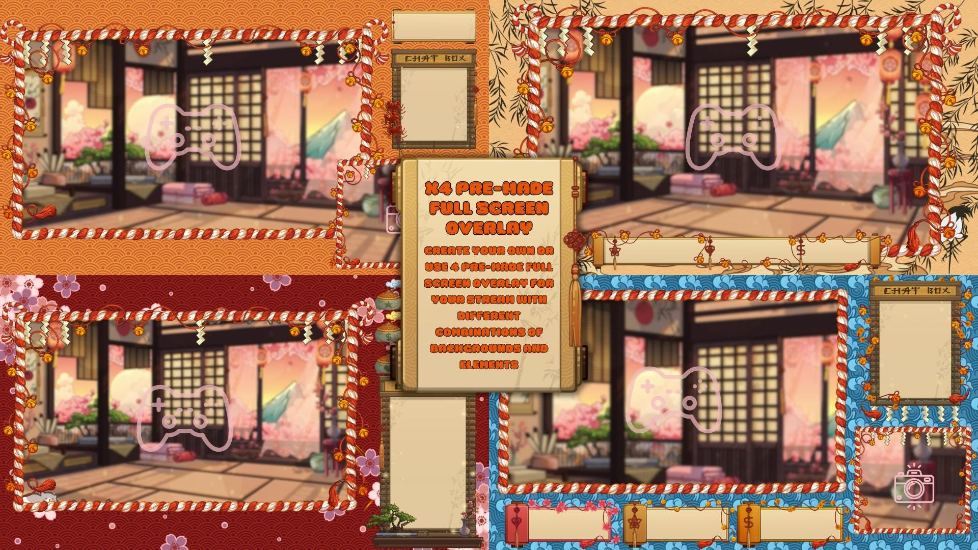 Animated Stream Overlay Boost Pack - Japanese Pink Sakura