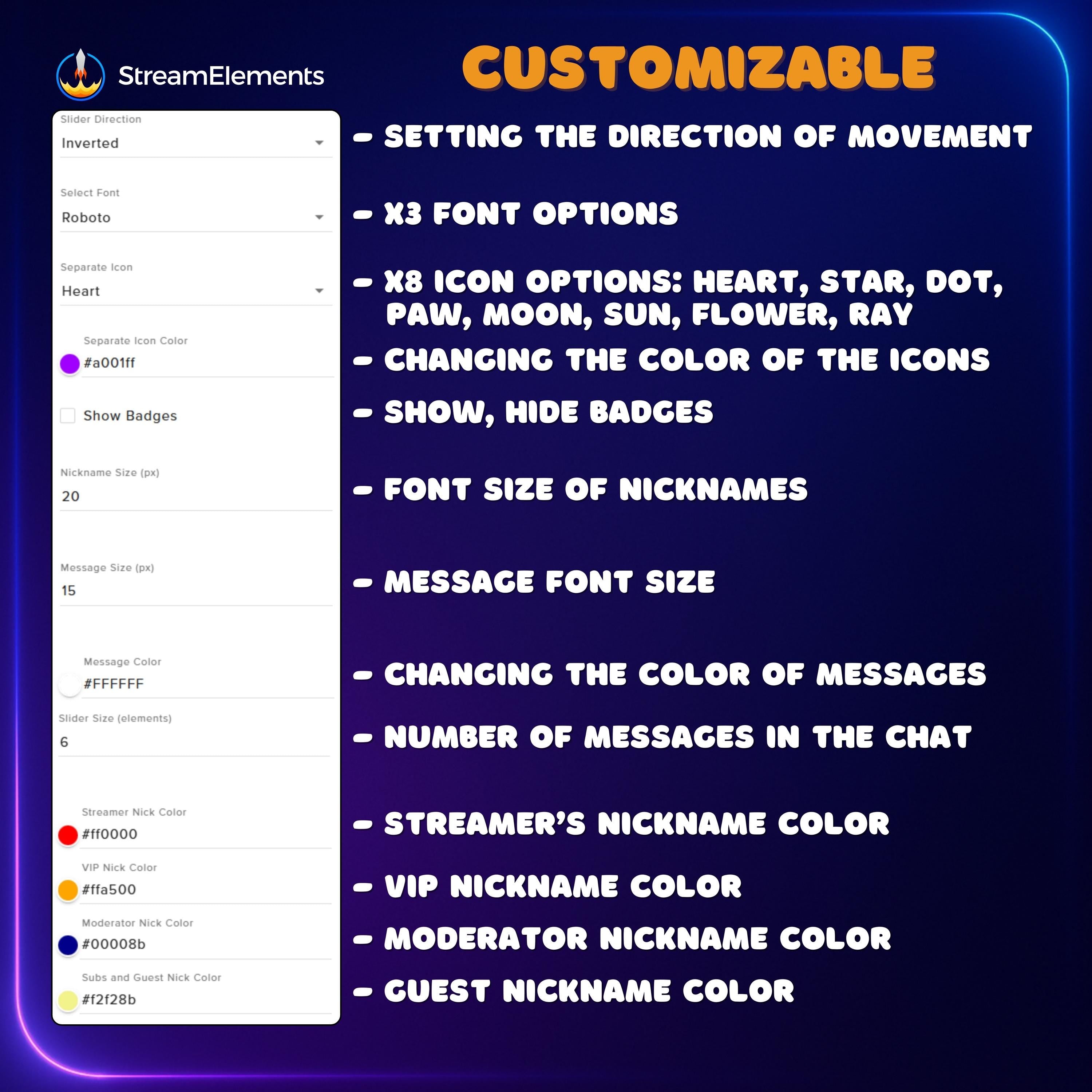 Stream Widget: Customizable Horizontal Twitch Chat