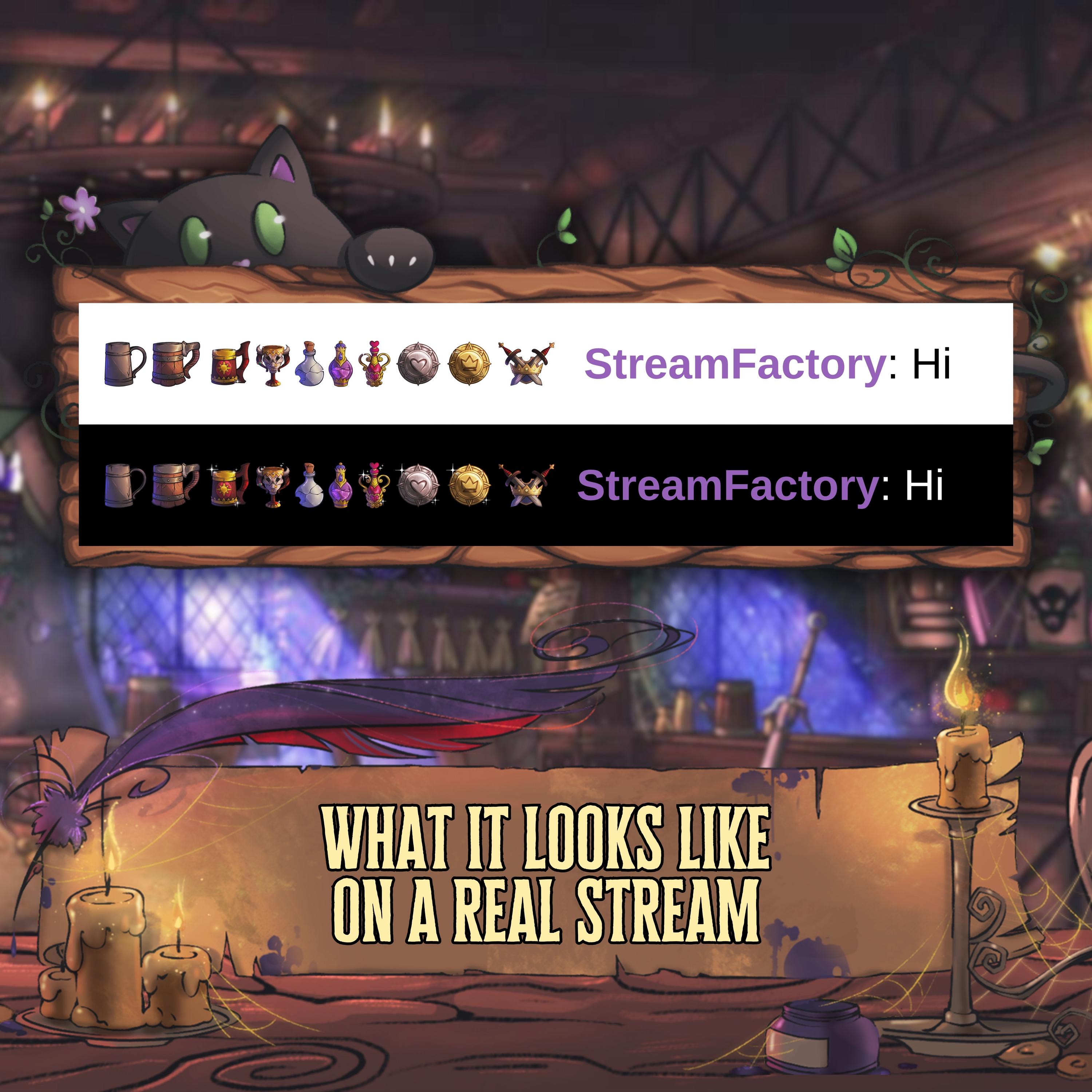 Twitch Badges Set | Fantasy Tavern Stream Icons + Channel Point | Cozy Medieval RPG Style for Streamers