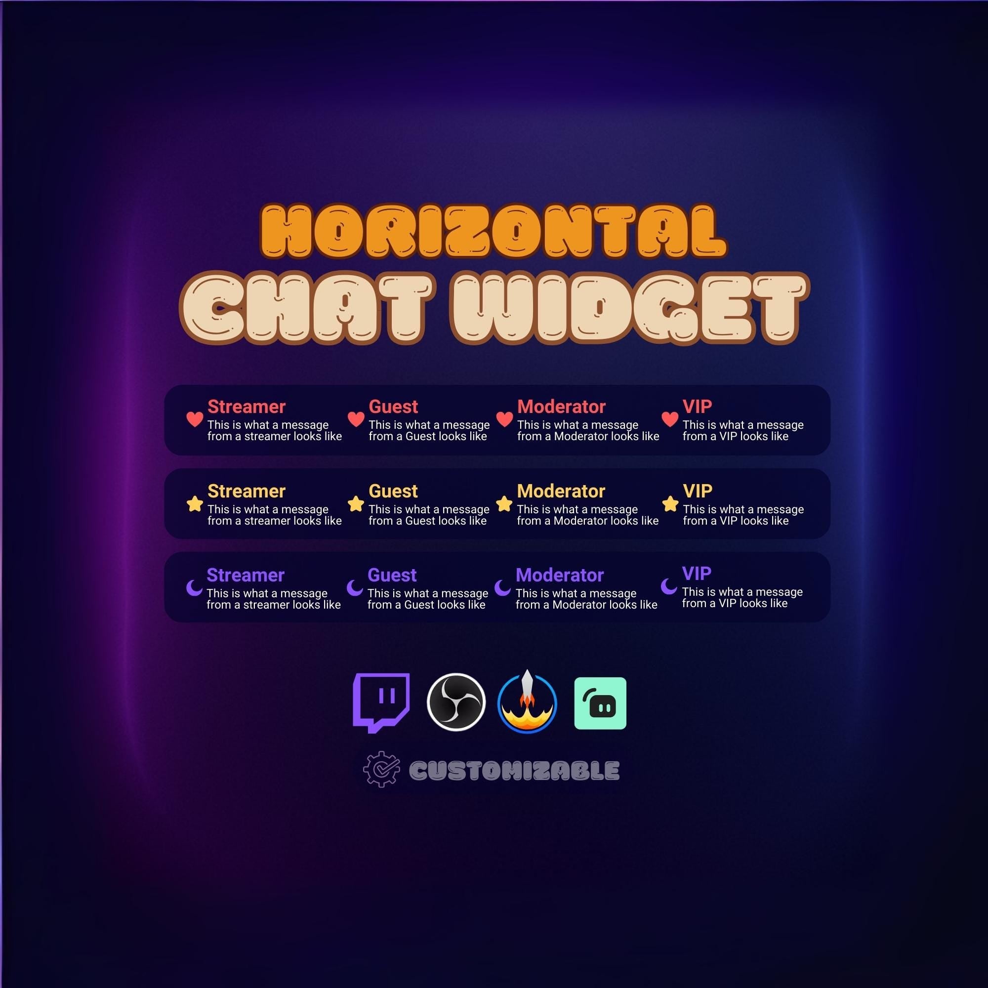 Stream Widget: Customizable Horizontal Twitch Chat