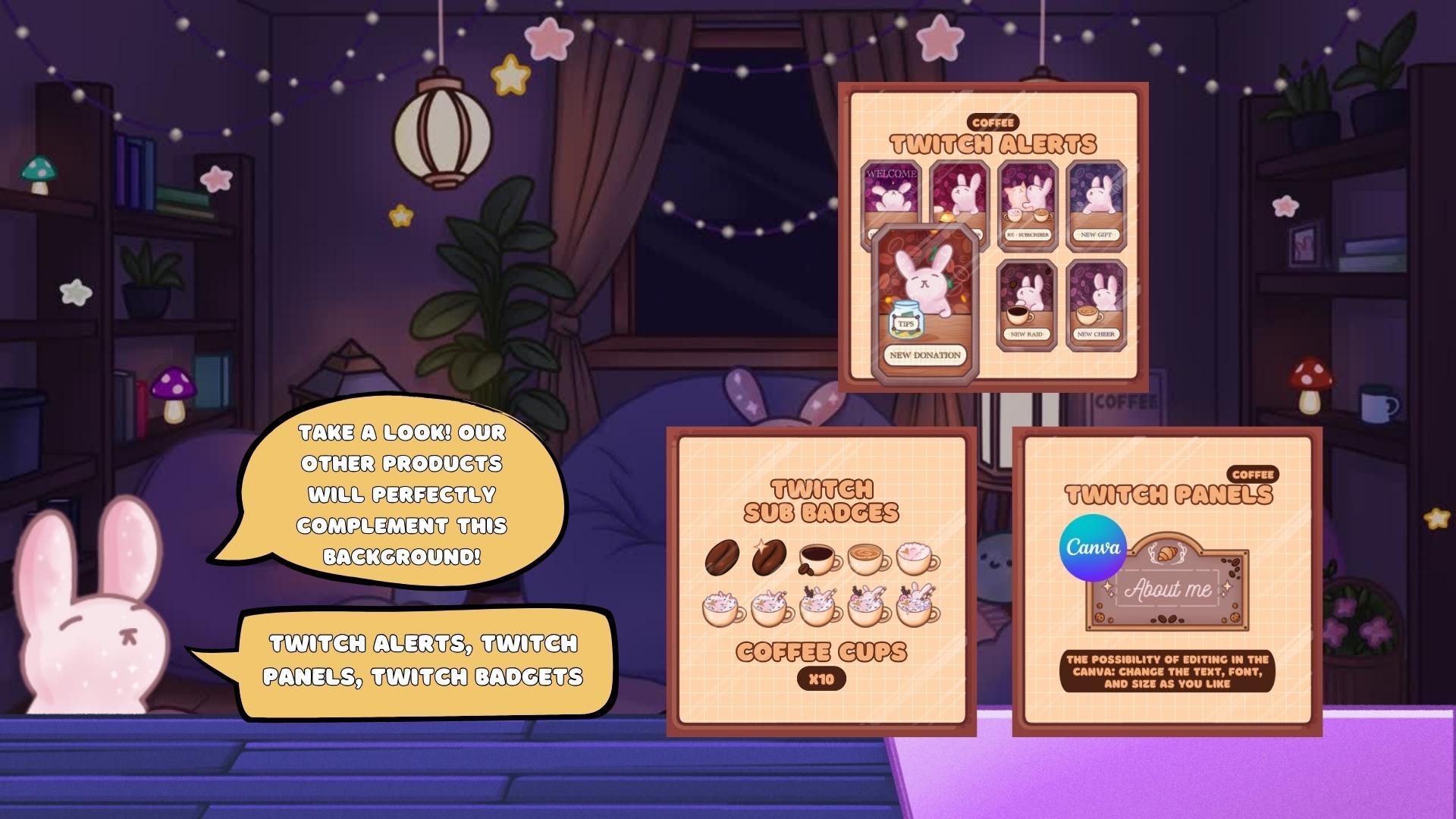 Animated background - Lofi Bunny Room | For VTubers & Streamers