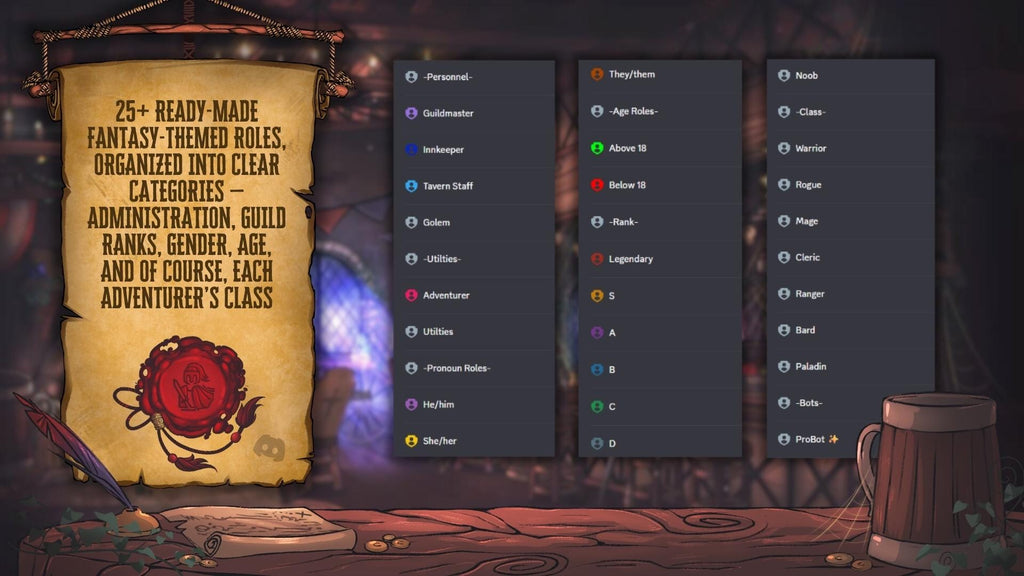 Medieval Fantasy Tavern Discord Server Template – Cute Gaming & Roleplay Setup