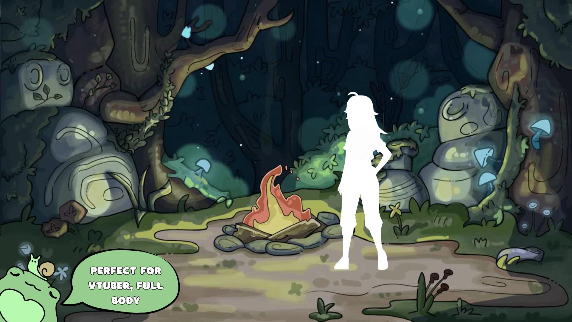 Animated background - campfire in the enchanted forest | For VTubers & Streamers