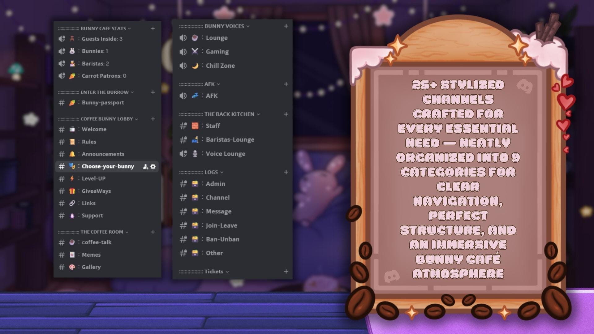 Coffee Discord Server Template – Cute Gaming & Roleplay Setup