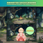 Animated background - campfire in the enchanted forest | For VTubers & Streamers