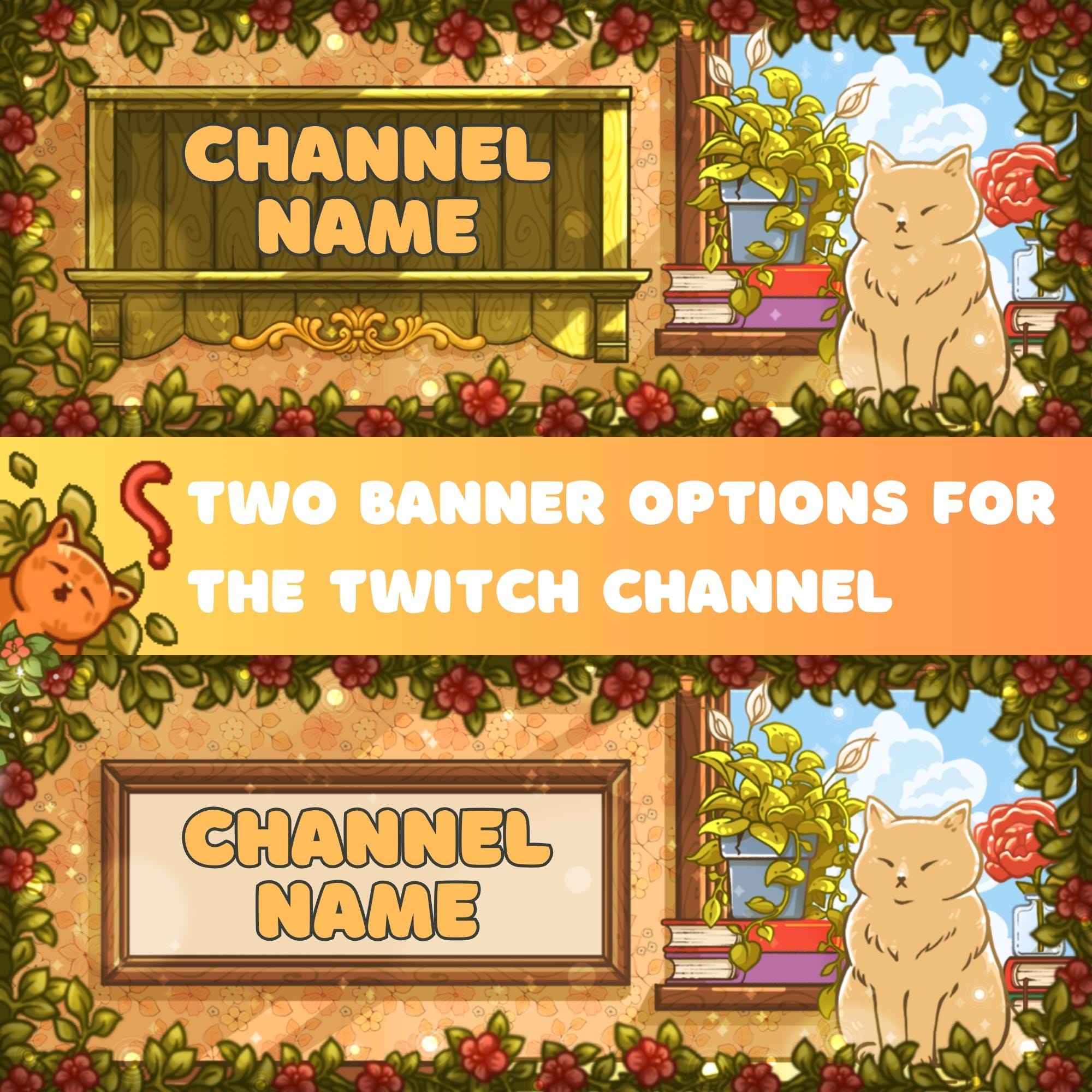 Twitch Panels & Banner Pack: Cozy Cats Style for Streamers & VTubers