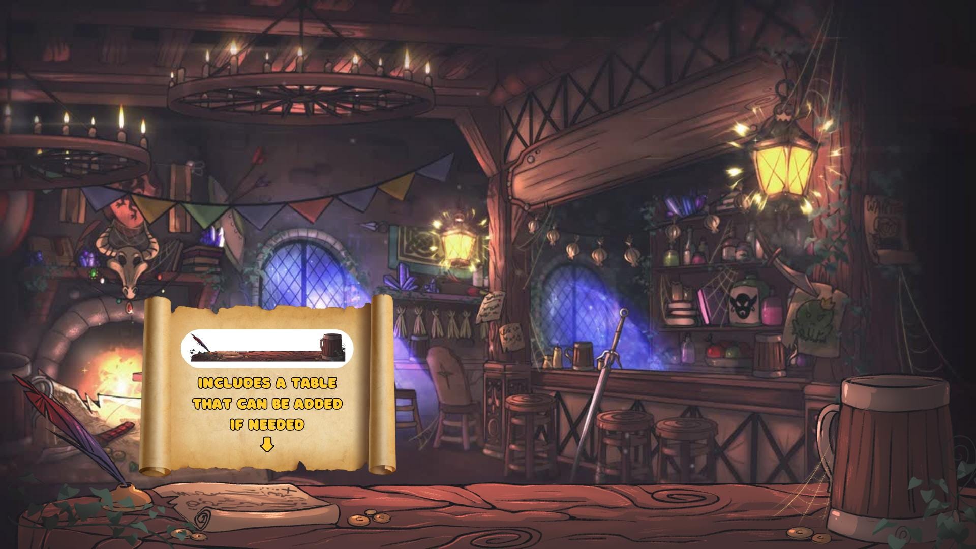 Animated Vtuber Background - Fantasy Medieval Tavern