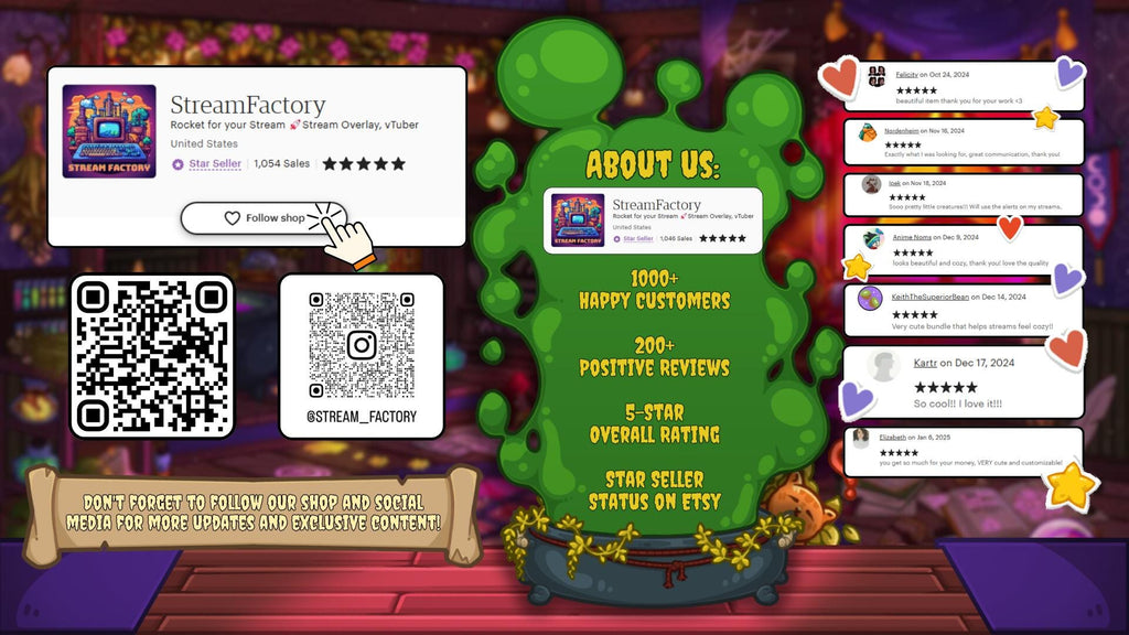 Twitch Panels & Banner Pack in Cozy Witch Style for Streamers & VTubers