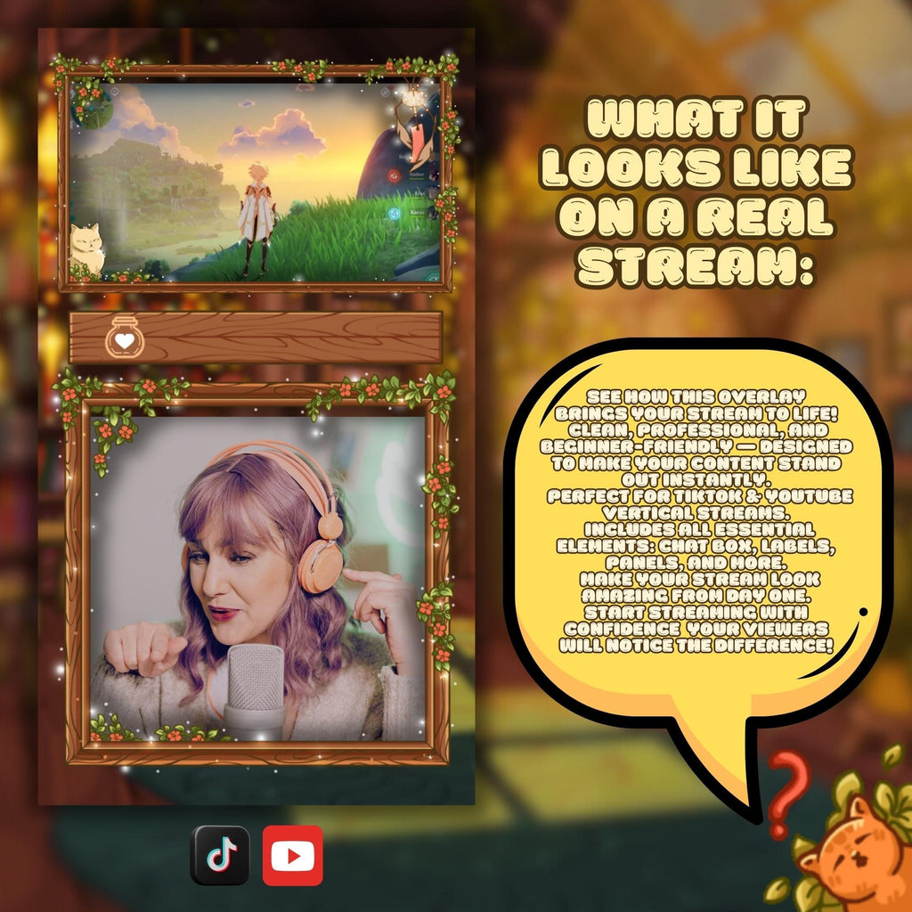 Vertical Stream Overlays – Cozy Cats Starter Pack for TikTok & YouTube