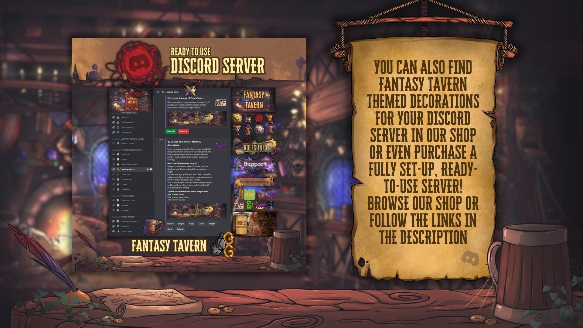 Medieval Fantasy Tavern Discord Server Template – Cute Gaming & Roleplay Setup