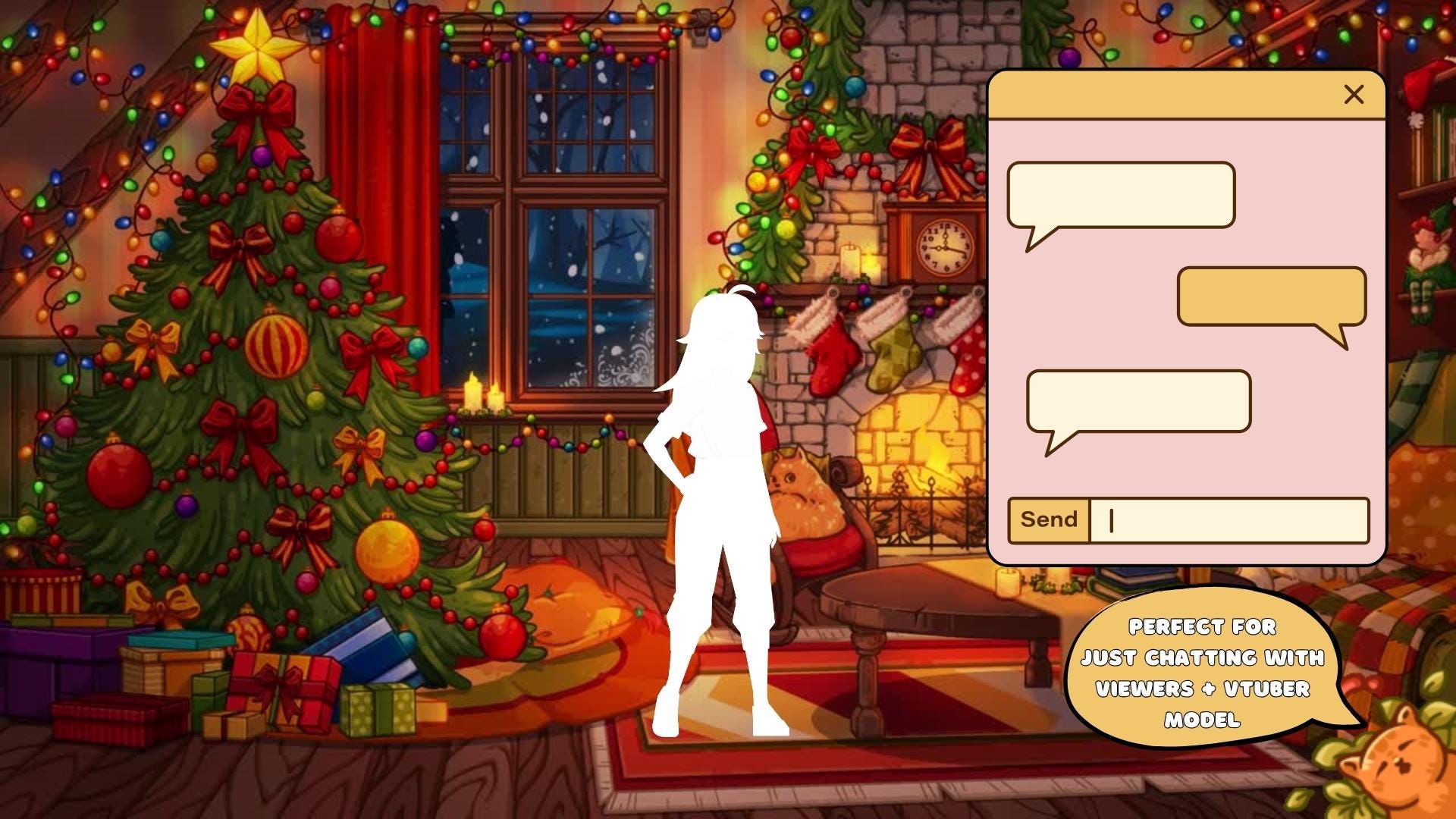 Animated background - Cozy Christmas Room | For VTubers & Streamers