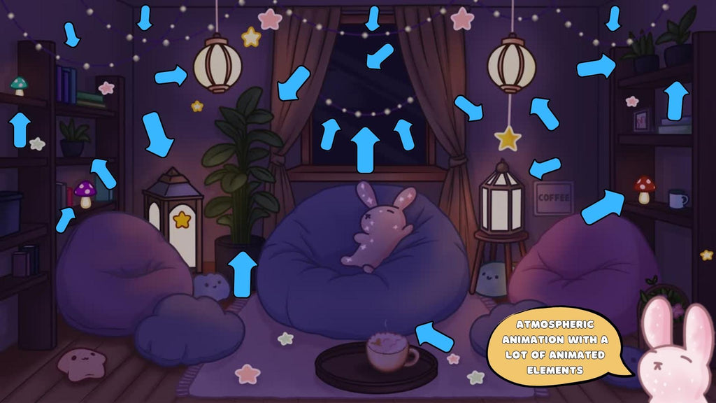 Animated background - Lofi Bunny Room | For VTubers & Streamers