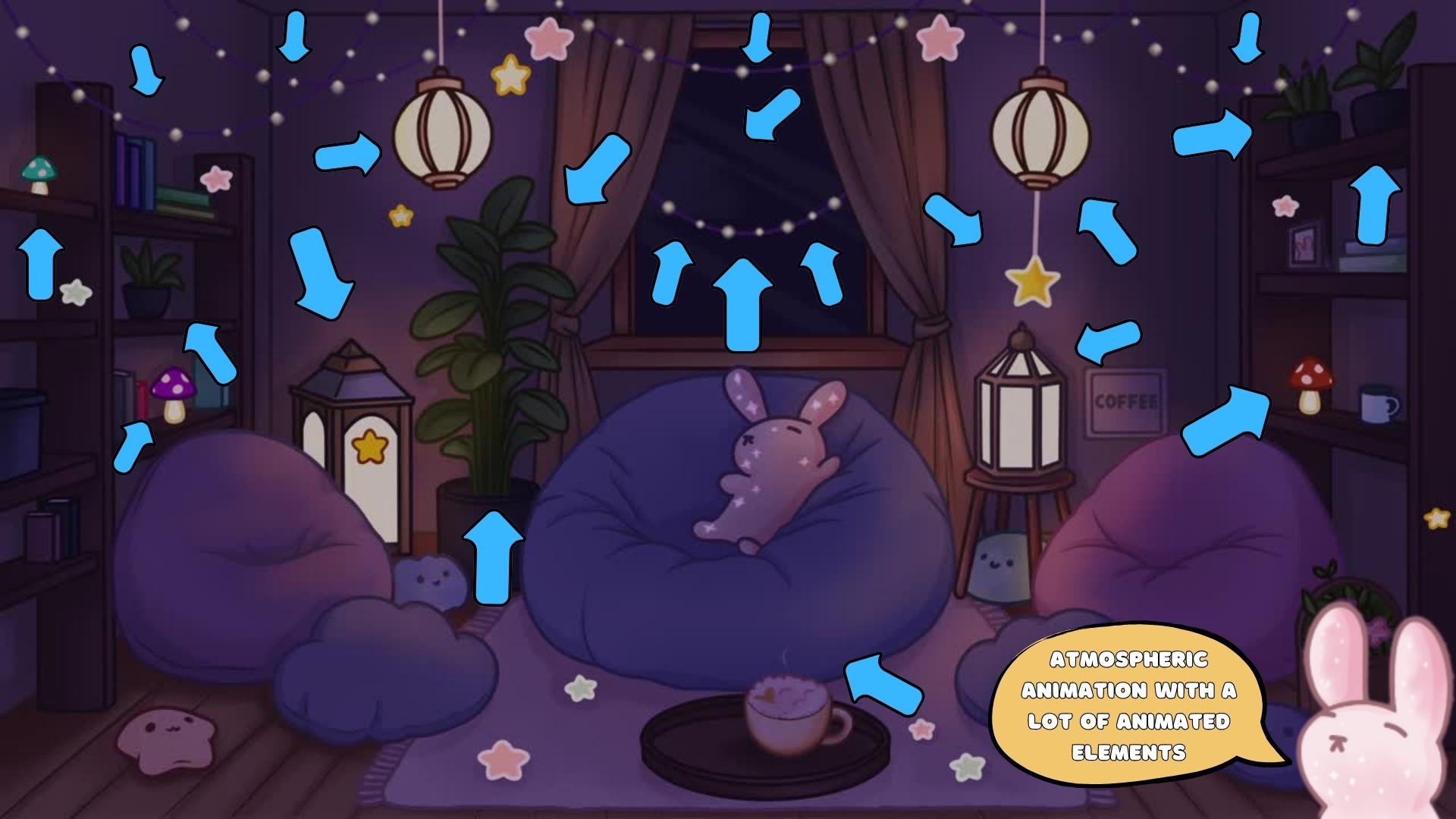 Animated background - Lofi Bunny Room | For VTubers & Streamers