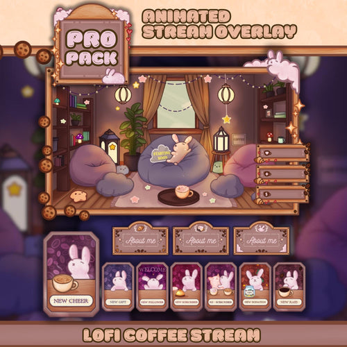 Coffee Bunny Stream Overlay — full scene preview for Twitch