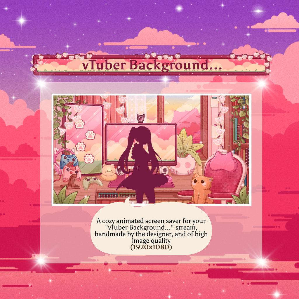 Animated Stream Screens in Cozy Pink Lofi Theme